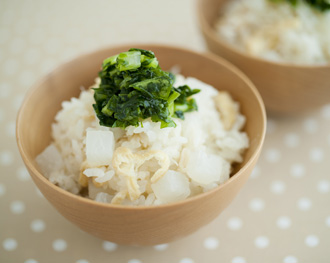 ホタテと大根の炊き込みごはん